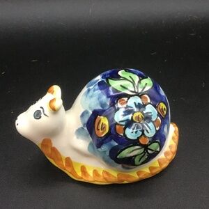 Italian ceramic Small Caltagirone Snail Figurine Signed Marilena R